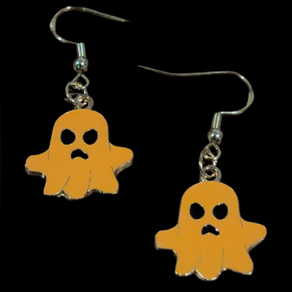 🔴Handmade Orange Ghost Earrings